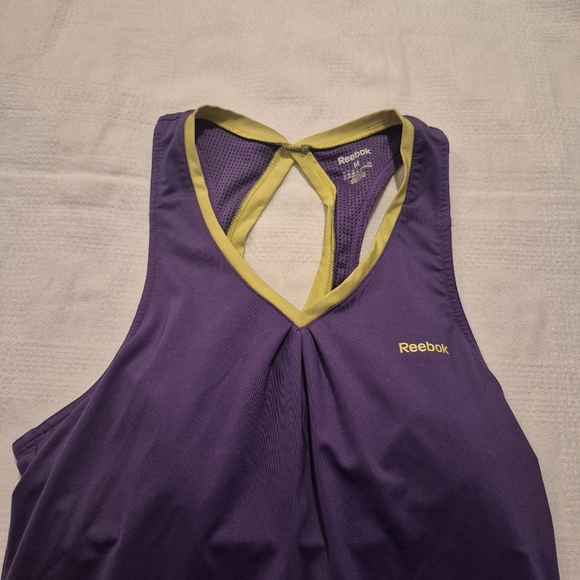 Reebok women's Medium purple with lime trim tank top, shelf bra VGUC - Picture 2 of 7
